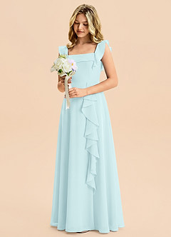 Azazie Nori Junior A-Linie Gestreift Chiffon Kleid Seegrün image5