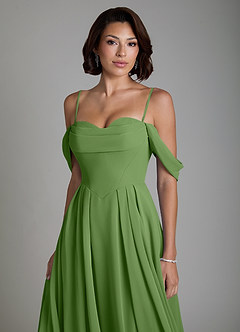 Azazie Loisa Bridesmaid Dresses Basil A-Line Corset Chiffon Convertible Dress image3