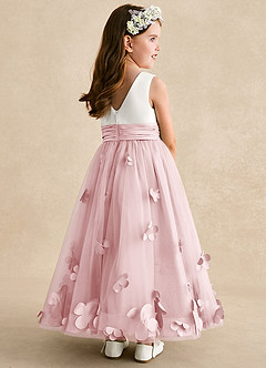 Azazie Vi Flower Girl Dresses Powder Pink A-Line Sleeveless Tulle Dress image4