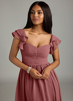 Azazie Anaya Bridesmaid Dresses Amethyst A-Line Pleated Chiffon Dress image6