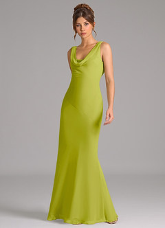 Azazie Rylina Bridesmaid Dresses Lemongrass Mermaid Pleated Chiffon Dress image5
