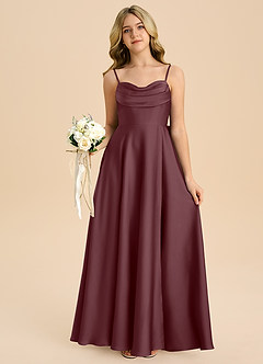 Azazie Bear Junior Sangria A-Line Sweetheart Neckline Stretch Satin Dress image7