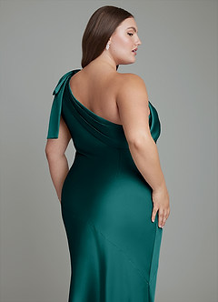 Azazie Yuanna Brudtärnklänningar Klänning av Sjöjungfru i Stretch Satin One-shoulder Påfågelblå image14