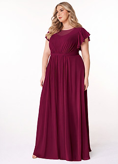 Azazie Daphne Modest Bridesmaid Dresses A-Line Ruffled Chiffon Floor-Length Dress image8