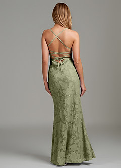Azazie Ola Bridesmaid Dresses Pistachio Mermaid Corset Floral Burnout Dress image6