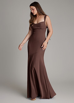 Azazie Carlotta Probar vestidos en casa Vestido de Ganache de Gasa de Corte Sirena con Escote de Corazón image6
