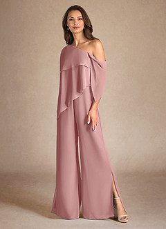 Azazie Halima Mother of the Bride Dresses Dusty Rose Jumpsuit/Pantsuit Side Slit Chiffon Dress image6
