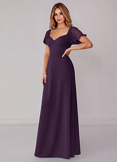 Azazie Fatima Bridesmaid Dresses Plum A-Line with Pockets Chiffon Dress image4
