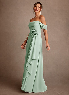 Azazie Amherst Mother of the Bride Dresses Agave A-Line Off the Shoulder Chiffon Dress image4