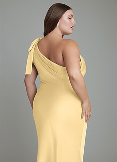 Azazie Yuanna Bridesmaid Dresses Butter Mermaid One Shoulder Stretch Satin Dress image14