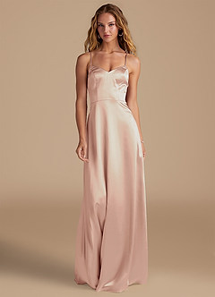 Azazie Mei Bridesmaid Dresses English Rose A-Line Metallic Satin Dress image3
