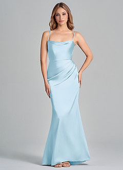 Azazie Olea Final Sale Sky Blue Mermaid Strapless Stretch Satin Convertible Dress image6