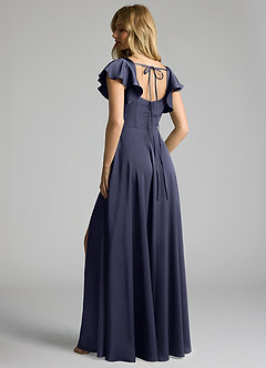 Azazie Bondi Bridesmaid Dresses Stormy A-Line Bow Stretch Satin Dress image3