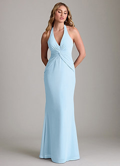 Azazie Valerie Bridesmaid Dresses Sky Blue Mermaid Pleated Chiffon Dress image3