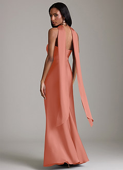 Azazie Saylor Brudtärnklänningar Klä av Sjöjungfru i Stretch Satin Axelbandslös Laxrosa image8