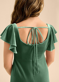 Azazie Bondi Junior Eucalyptus A-Line Bow Velvet Dress image6