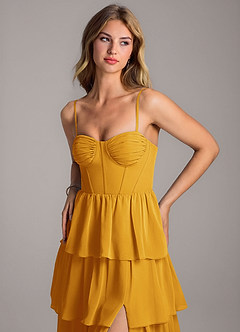 Azazie Alanna Bridesmaid Dresses Butterscotch A-Line Sweetheart Neckline Chiffon Dress image2
