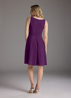 Azazie Shirley Mother of the Bride Dresses Grape A-Line Scoop Pleated Chiffon Dress image6