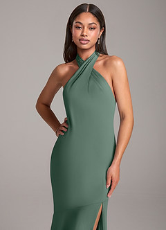 Azazie Lorena Brautjungfernkleider Meerjungfrau-Linie Plissee Chiffon Kleid Seemoos image2