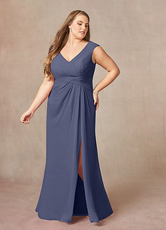 Azazie Sally Kleider für die Brautmutter A-Linie V-Hals Gefaltet Chiffon Kleid Sturm image9