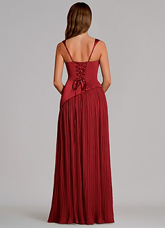 Azazie Stephanie Bridesmaid Dresses Scarlet A-Line Pleated Stretch Satin Dress image5