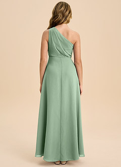 Azazie Phaedra Junior Abito A-Line in Chiffon Plissettato Matcha image2