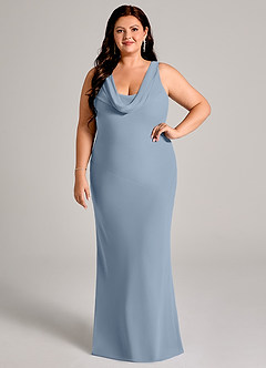 Azazie Rylina Bridesmaid Dresses Dusty Blue Mermaid Pleated Chiffon Dress image7