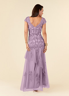 Azazie Romy vestidos de madre de la novia Vestido de Glicinia de Tul de Sirena con Cuello en V Lentejuelas image4