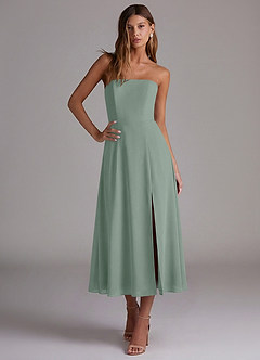 Azazie Wren Bridesmaid Dresses Silver Sage A-Line Strapless Chiffon Dress image4