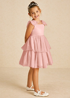 Azazie Vanellope Flower Girl Dresses Rosette A-Line Bow Tulle Dress image1