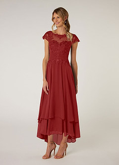 Azazie Shonda Mother of the Bride Dresses Rust Lace Chiffon Dress image3