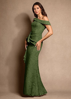 Azazie Hamptons Moeder van de bruid jurken A-Lijn Jurk van Bloemen Burn-out Geplooid Olijf image2