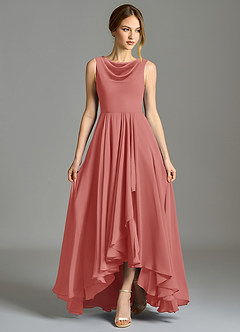 Azazie Wonderland Robes de demoiselle d'honneur Robe Trapèze en Mousseline de soie Plissée Antique Rose image4