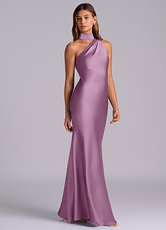 Azazie Seona Robes de demoiselle d'honneur Robe Sirène en Satin extensible Une épaule Glycine image5