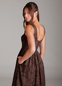 Azazie Alissa Bridesmaid Dresses Ganache A-Line with Pockets Floral Burnout Dress image2