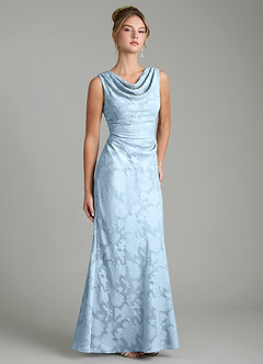 Azazie Kieryn Bridesmaid Dresses Sky Blue Mermaid Pleated Floral Burnout Dress image10
