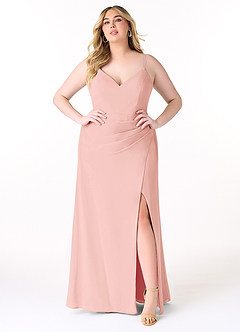 Azazie Leo Bridesmaid Dresses Rosette Mermaid V-Neck Pleated Chiffon Dress image7