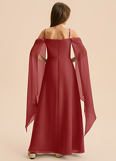 Azazie Moana Junior Linia A Pofałdowany Szyfon Długość podłogi Młodsza druhna Sukienka image5