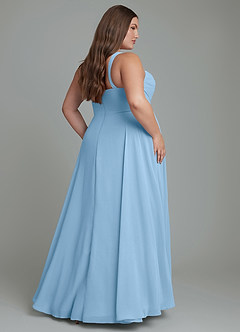 Azazie Shaude Bridesmaid Dresses Steel Blue A-Line Pleated Chiffon Dress image7