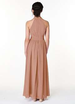 Azazie Iman Junior Champagne Rose A-Line Pleated Chiffon Dress image2