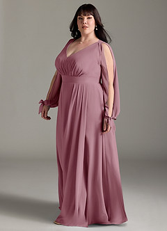 Azazie Matilda Bridesmaid Dresses Vintage Mauve A-Line Long Sleeve Chiffon Dress image11