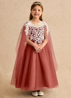Azazie Dandelion Flower Girl Dresses Terracotta Ball-Gown Lace Dress image7