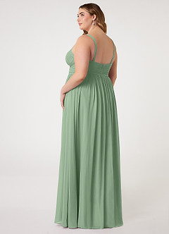 Azazie Chanel Bridesmaid Dresses Matcha A-Line Pleated Chiffon Dress image9