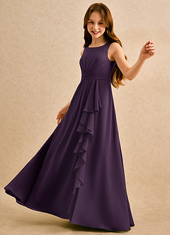Azazie Chibi Girls Formal Flower Girl Dresses Plum A-Line Pleated Chiffon Dress image5