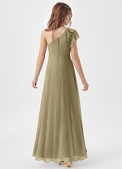 Azazie Arabella Junior Moss Green A-Line Ruched Chiffon Dress image6