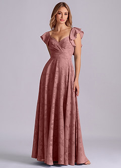 Azazie Leilani Robes de demoiselle d'honneur Robe Trapèze en Blumen-Burnout Encolure en Forme de Cœur Rose Poussiéreuse image3