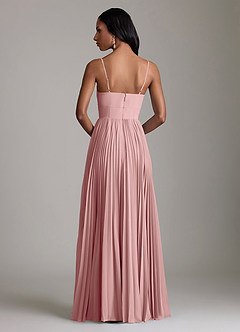 Azazie Akiko Abiti da Damigella Abito A-Line in Chiffon Scollo a Cuore Rosa Polverosa image5