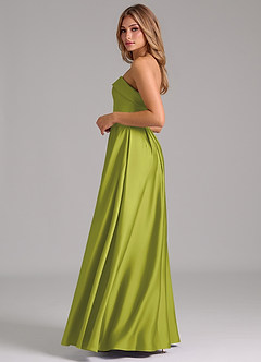 Azazie Lucienne Bridesmaid Dresses Lemongrass A-Line Strapless Stretch Satin Convertible Dress image3