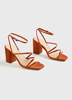 front Matching Color Matte Satin Ankle Strap Block Heel Sandals & Envelope Clutch Set
