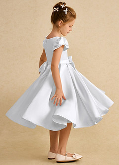 Azazie Pearl Jurken voor bloemenmeisjes Baljurk Jurk van Mat Satijn Geplooid Wit image3